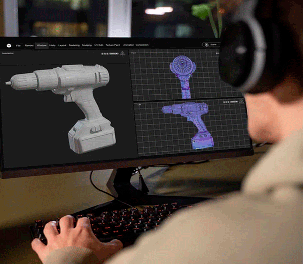 A man creates a 3D model